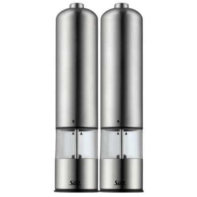 Silit by WMF Gewürzmühlen Set Salz & Pfeffermühle LED Elektrisch Keramikmahlwerk 4004633279464