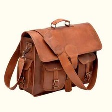 Leather Vintage Laptop Messenger Bag Men's Satchel Handmade Briefcase Shoulder