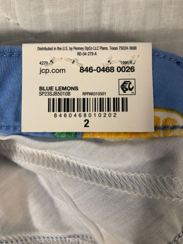 St. John's Bay Shorts Women's Size 2 Blue Yellow Lemon 5" Inseam Mid Rise NWT - Picture 7 of 13