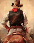 Canvas Print Oil painting Picture Impression Cowboy Back on canvas L696