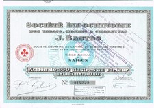 INDOCHINA J. BASTOS TOBACO, CIGARS & CIGARETTES stock certificate/bond