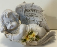 Vintage Cherub Sleeping Baby Angel Sculpture Figurine 6” Believe Amazing Grace
