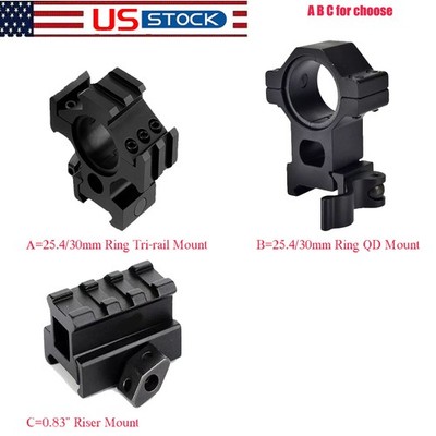 0.83'' 3 Slot Riser Mount/25.4&30mm Ring Scope Tri-rail/Quick Release Mount Base