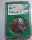1992 American Silver Eagle MS69 Early production from US sealed box GREEN CORE