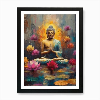 Buddha Meditation 2 Kunstdruck gerahmt Wandbild Poster Leinwanddruck Bild