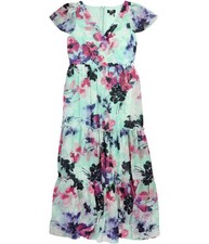 DKNY Womens Floral Maxi Dress, tealmulti, 10