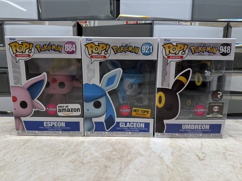 Funko Pop Pokemon Espeon Umbreon Glaceon Flocked Hot Topic Amazon Chalice PR