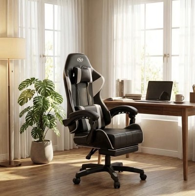 Ergonomic Gaming Chair with Adjustable Tilt And Footrest., Ideal for Work
