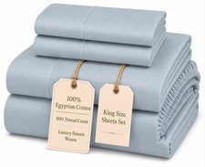 Egyptian Cotton Sheets For King Size Bed, King Sheet Set - French Blue