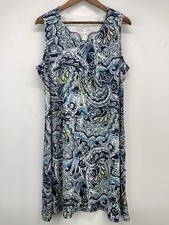 Studio Works size XL Women’s Navy Blue Paisley Sleeveless V-neck Dress NWT