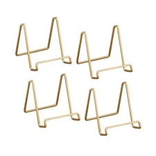  4 Pack 4-Inch Metal Gold Painted Square Book Holder/Stand, Wire Mini Easel, 