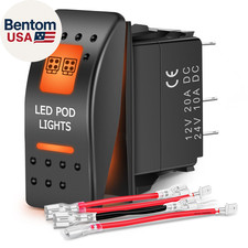 UTV Led Pod Lights Rocker Switch on off 5PIN SPST LED Light Bar Switches W/Orang