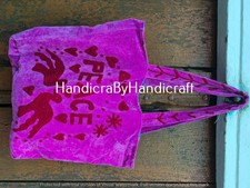 Hand-Stitched Velvet Tote Bag: Uzbek Suzani Embroidery, Boho Style Handmade Pink