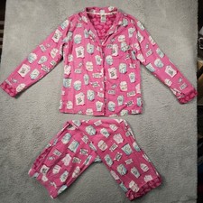 Munki Munki Popcorn Flannel Pajama Set Womens M Bamboo Blend Movie Themed AOP