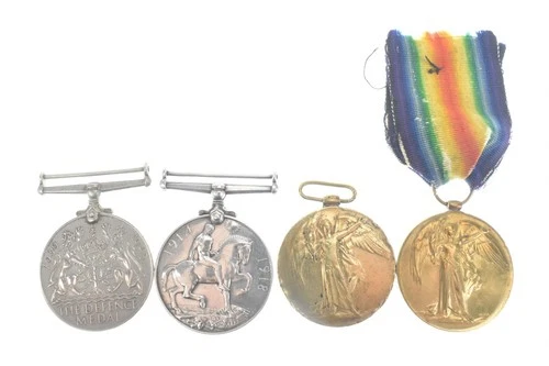 WW1 Two Medal Campaign Group, WW1 Victory Medal & a WW2 Defence Medal. 4 Medals