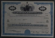 38 X Kirsch Company 6 % Bond due 1995 1970er 5.000 USD sehr selten angeboten