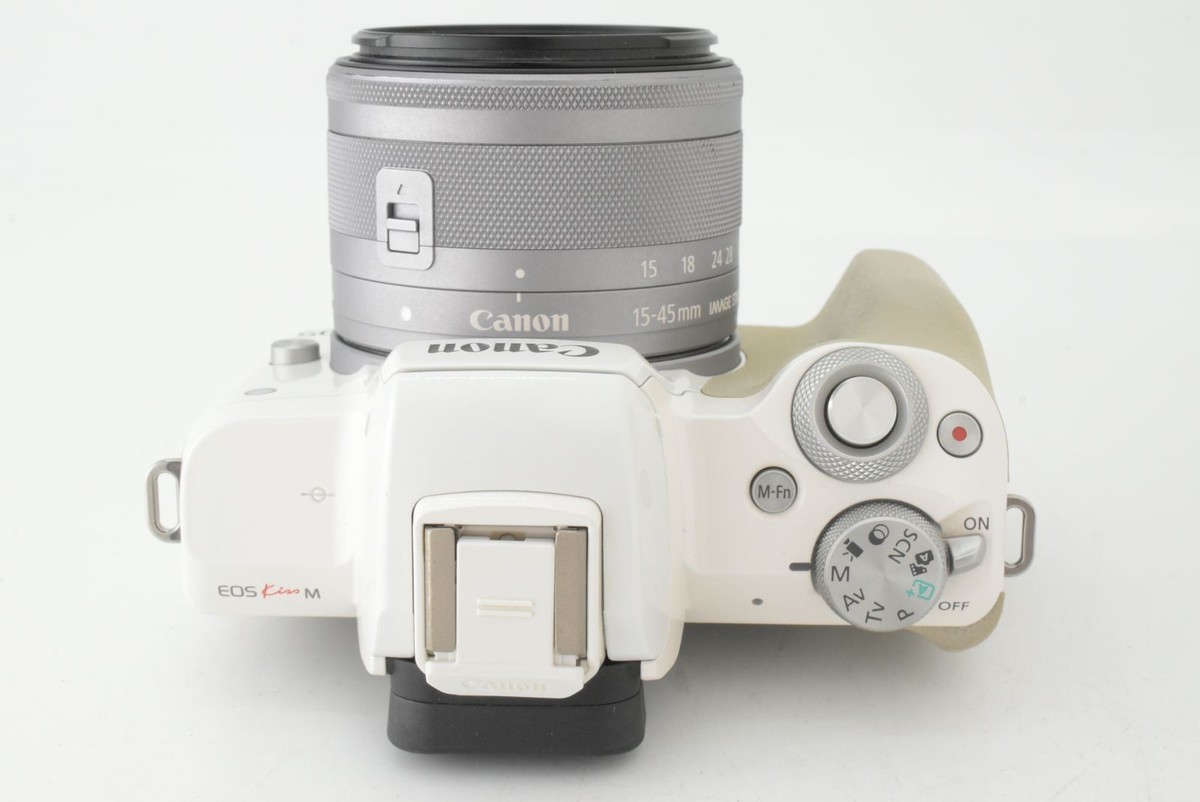 Canon EOS Kiss M White Mirrorless Camera with EF-M 15-45mm Lens