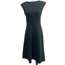 Elegant Dark Green Uniglo Midi Skater Cap Sleeveless Dress