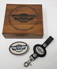 Harley Davidson 95th Anniversary Belt Buckle Keychain Box Set 1998 Limited #865