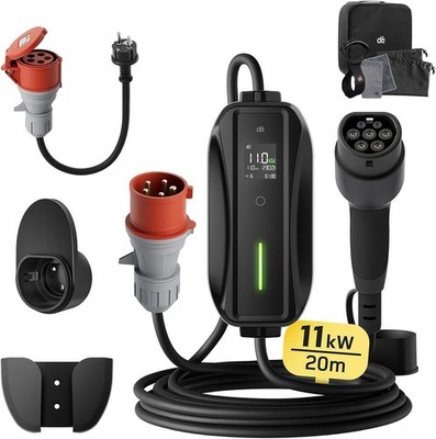 11kW Mobile Wallbox Ladestation 3-phasig 20m 6-16A EV Ladegerät für Model Y/3...