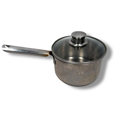 Kuhn Rikon Saucepan with Glass Lid Cooking Pot Pan Switzerland Stainless Steel