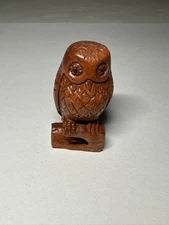 Owl Wooden Netskuki Figurine Hiroshima 3x3x6.3cm  Duty Paid or Reimbursed