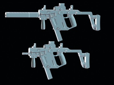Kriss Vector SMG Toy Rifle Accessory 1:12 Scale 3D Printed Resin 6 Inch Figure