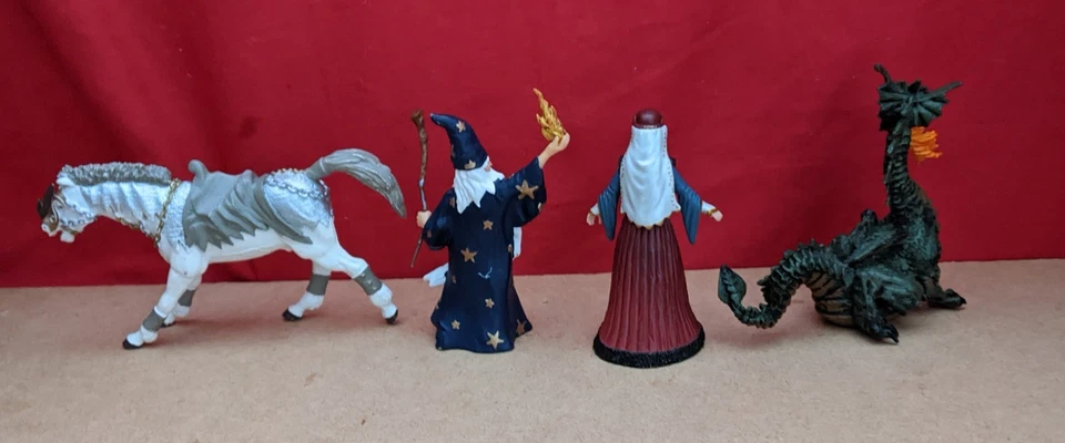 Papo Fantasy World Figures x 4 - Wizard, Princess, Dragon & Horse - Image 2 of 2