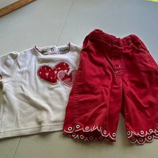 Vintage Sesame Street Girls 18 24M 2pc Red/White Set