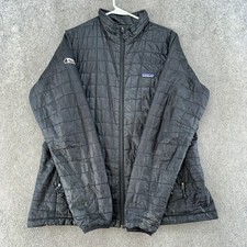 Patagonia Jacket Womens XL Black Full Zip Logo Nano Prima Loft Puffer Coat