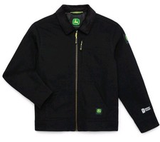 John Deere Black Canvas Tractor Jacket Youth Small Quilted Lining NWT