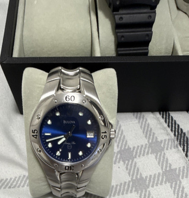 Bulova Marine Star Men's Sport Wristwatch Blue Dial Stainless Steel Band