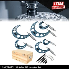 Outside Micrometer Set 0.0001" Precision 6 Pcs 0-6" Carbide Standards Set