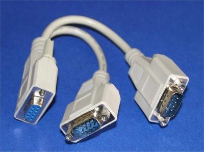 Y-Splitter Serial Cable DB9-Female to DB9-Male DB9-Male with Nuts 8 inch