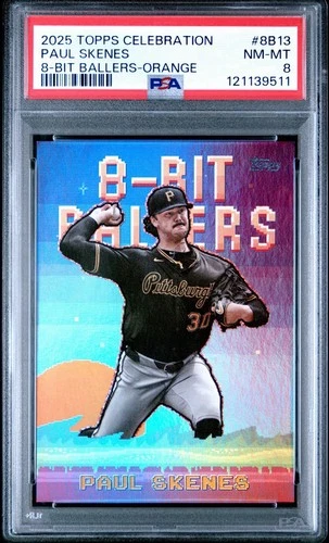 2025 Topps  8 Bit Ballers Orange Paul Skenes /25 PSA 8 POP3 None Higher