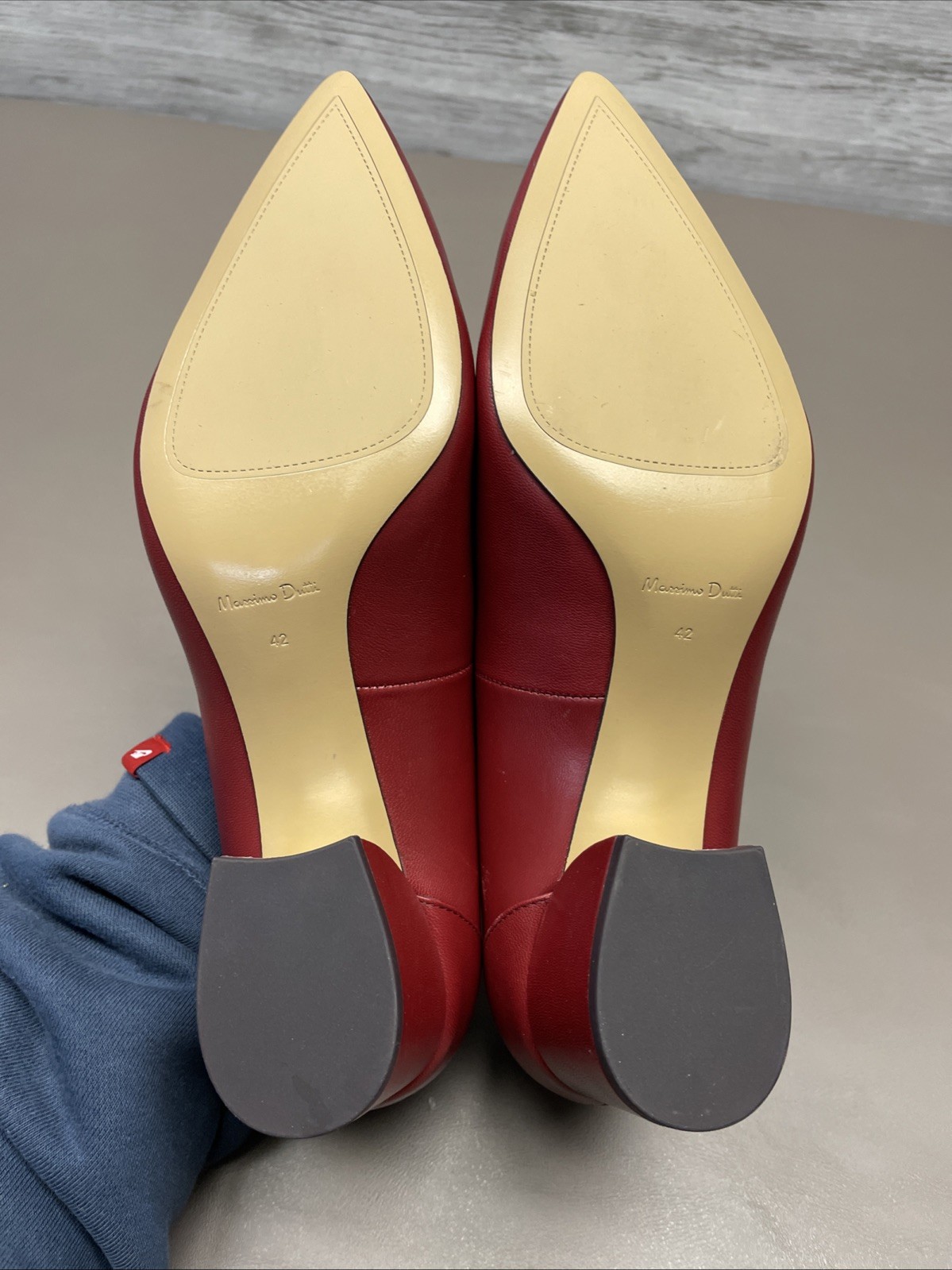 Massimo Dutti Womens Heels Size 42 Red Leather Block Heel Pointed Toe thumbnail 7