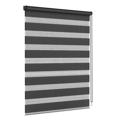 Doppelrollo Duo Klemmfix ohne Bohren Fensterrollo Zebrarollo Duorollo Schwarz - Bild 1 von 4