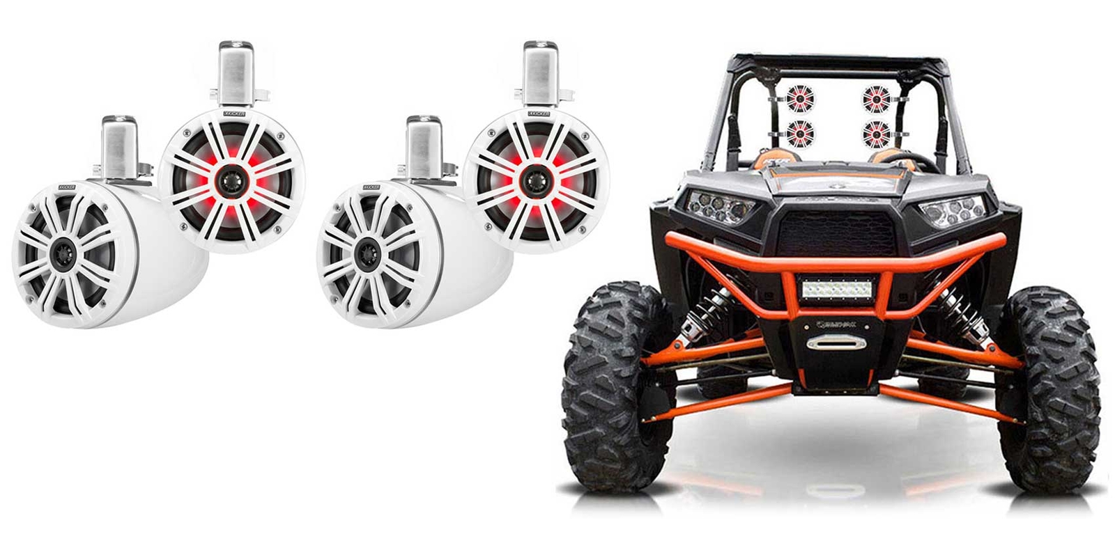 4 Башенных динамика KICKER 45KMTC65W мощностью 65 780 Вт со светодиодами для Polaris RZRATVUTV тележки 202690₽