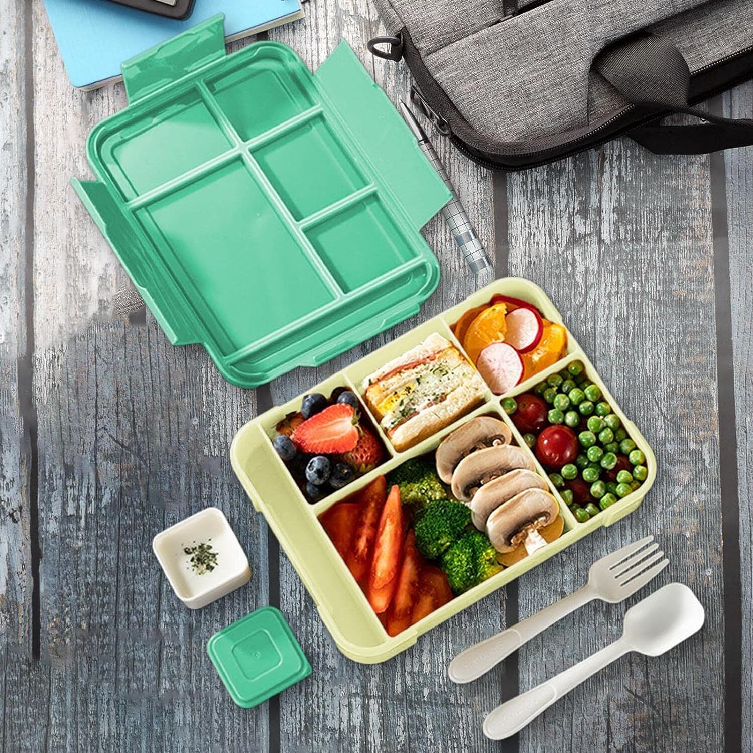 Lunch Box Kids Bento Microwave Safe 6 Removable Compartments Hot Food