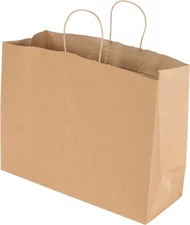 Paper Shopping Bags 250 Kraft Gift Merchandise 16” x 6 x 12” H Recycled Retail