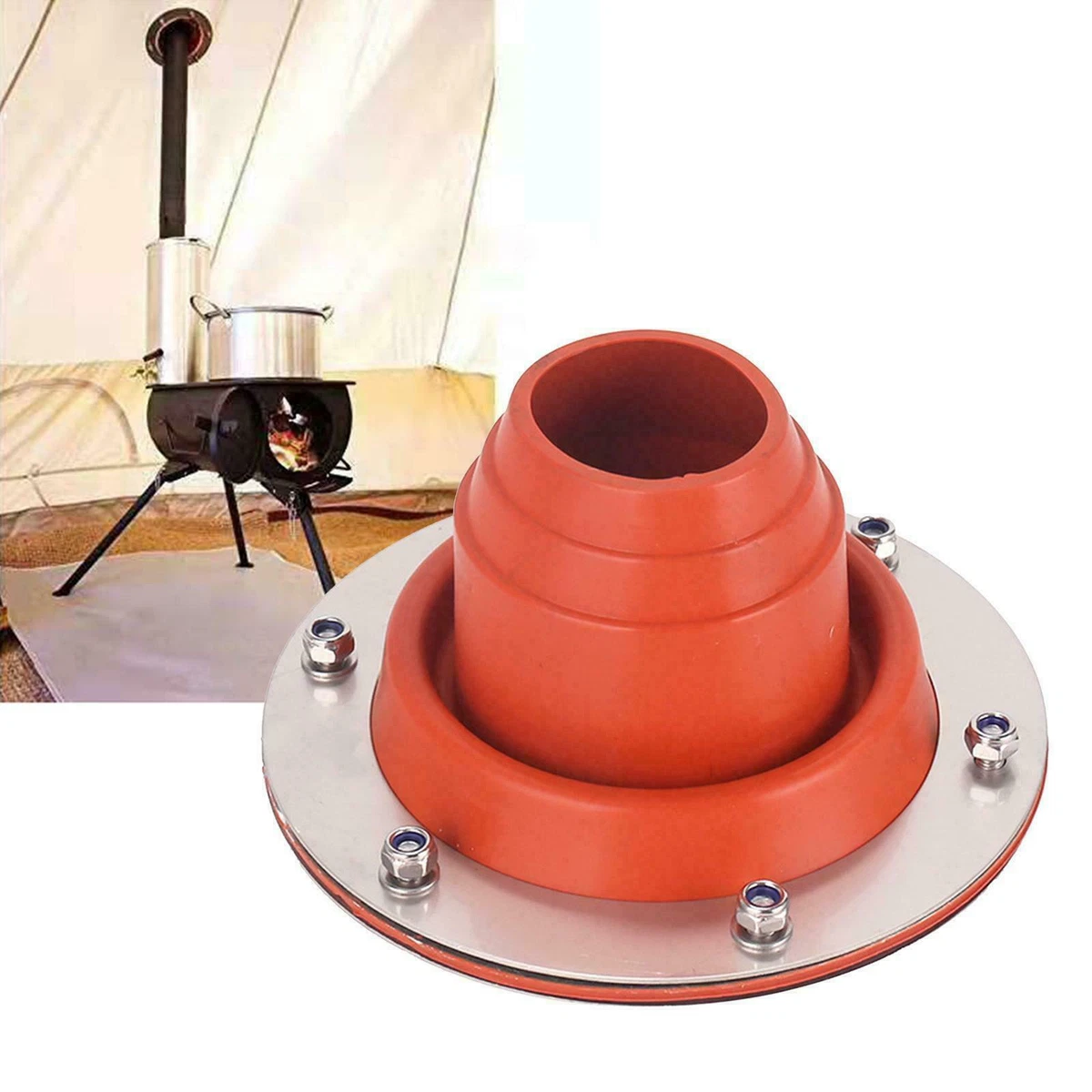 New Tent Stove Jack Outdoor Camping Wood Stove Chimney Fireproof Protection  Ring | eBay