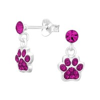 Pfotenabdruck Kinder Ohrringe Kristallen 925 Silber MäDchen Ohrstecker Schmuck