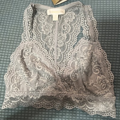 Lace Bralette XS Size 0 Racerback By Francesca s NWT Gray