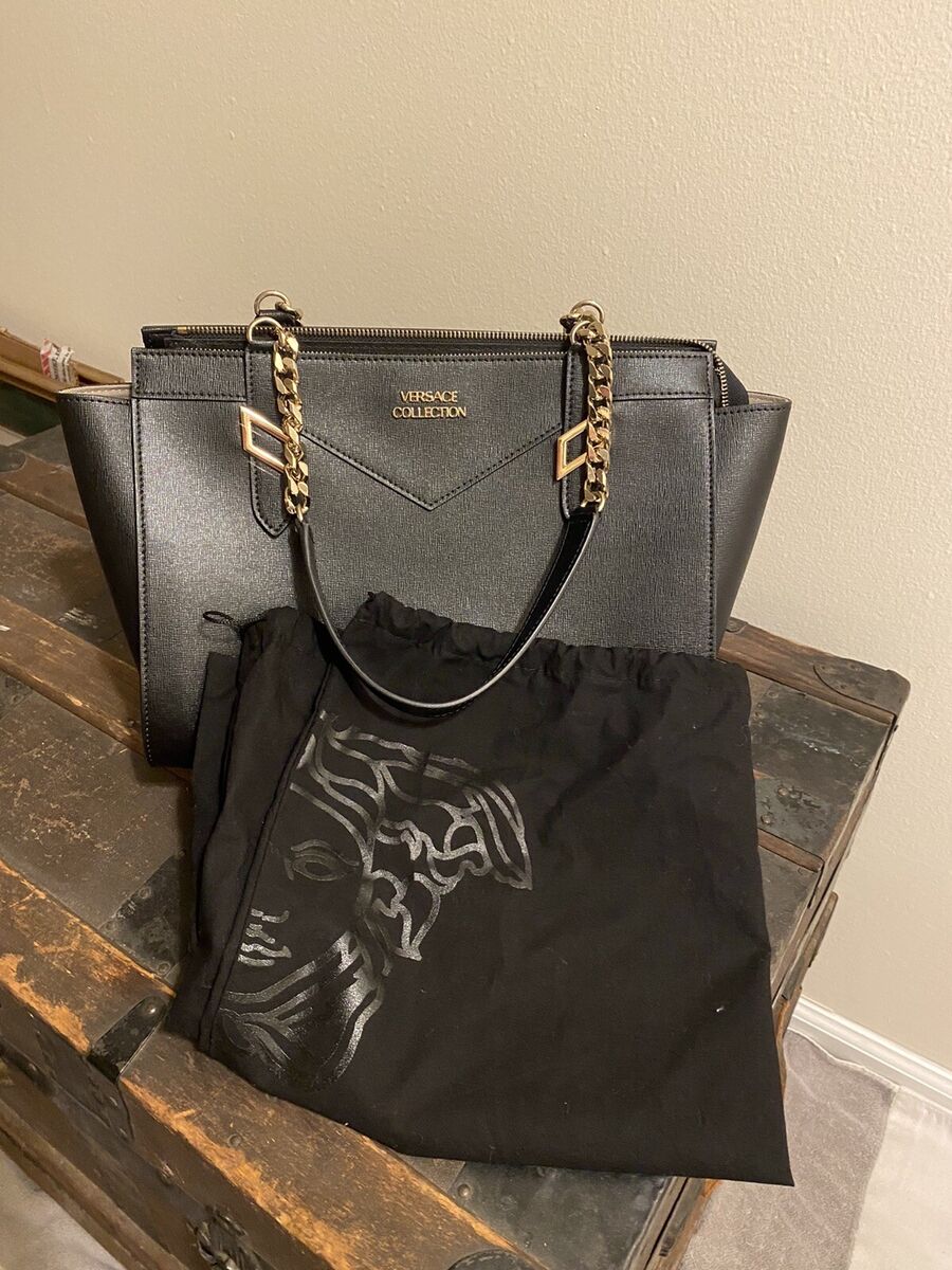 Versace Collection Leather Black Bag | eBay Versace Collection Leather Black Bag | eBay