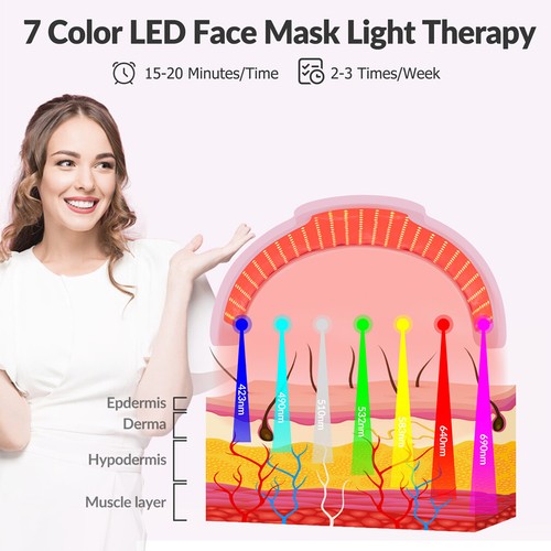 7 In 1 Colors Led Facial Light Therapy Red Blue Light Mask Device for Anti-Aging - Picture 2 of 9