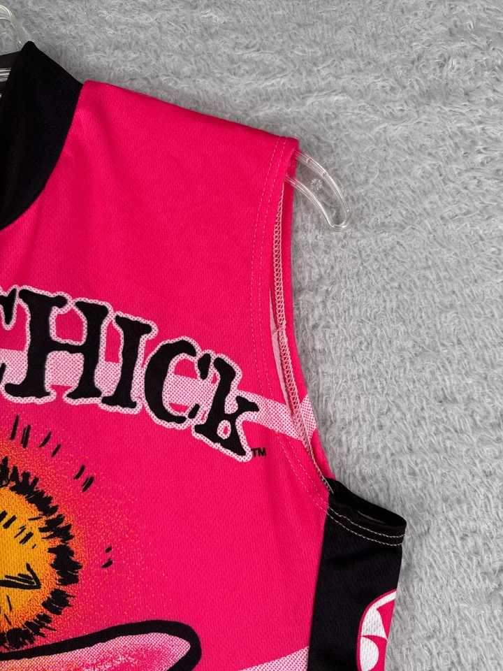 Camiseta de ciclismo World Jerseys para mujer mediana rosa sin mangas motociclista chica 1/2 cremallera polietileno Foto 2 de 4