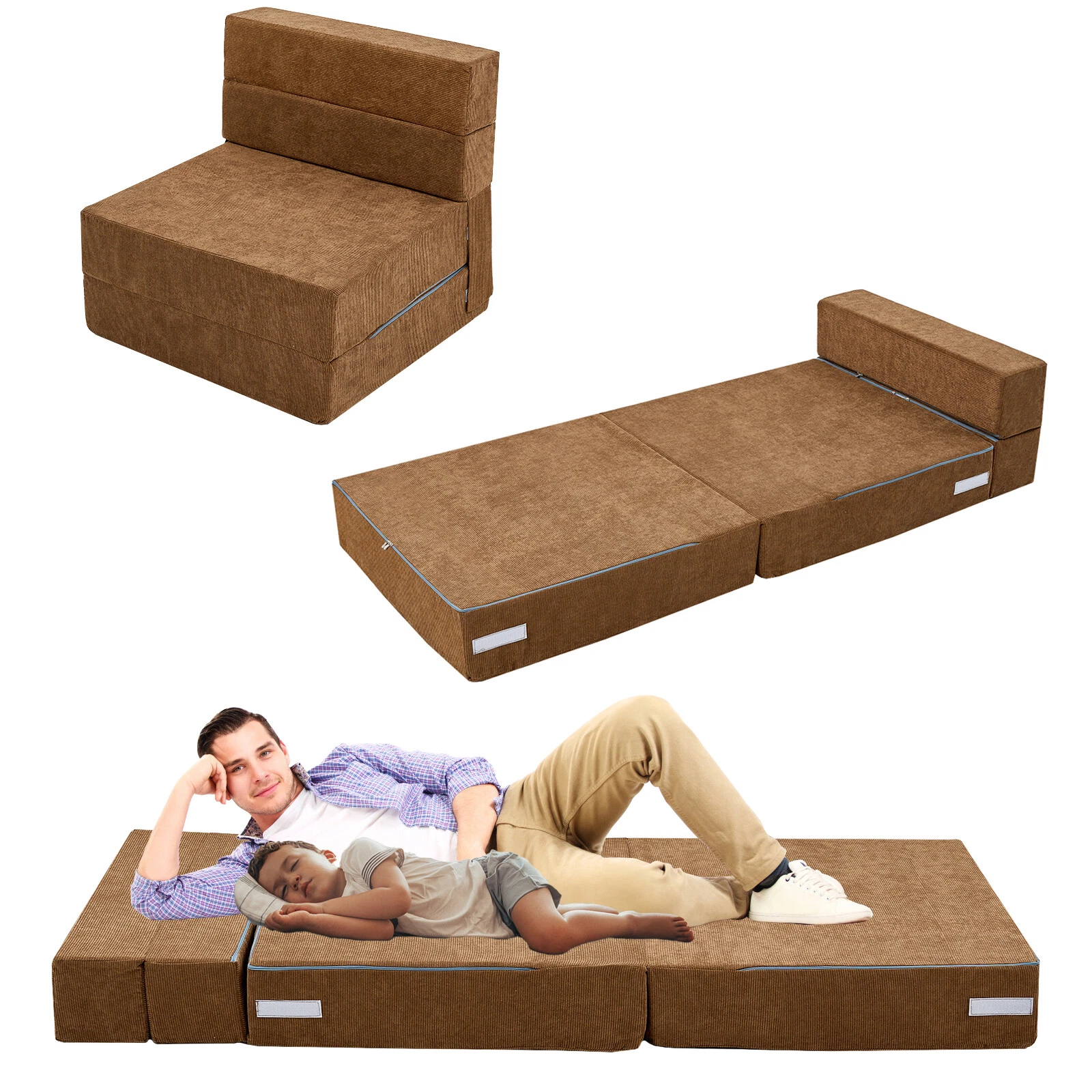 MOPHOTO Folding Sofa Bed Guest Sofa Bed Fold Out Couch Mattress 63x25.6x6 in
Opens in a new window o