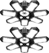 2PACK LED Garage Lights Deformable 600W,60000LM Work Shop Ceiling Bulb Lamp E27