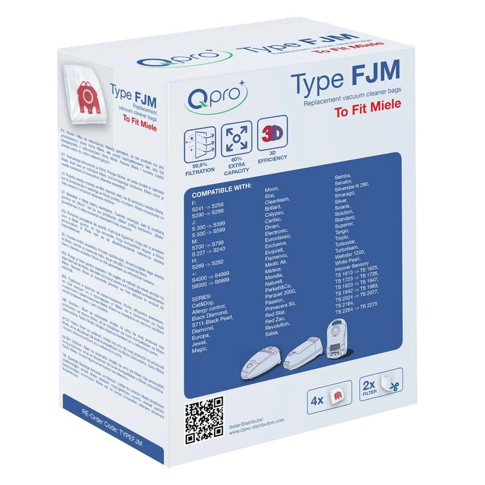 Qpro By Masterpart Microfibre, Generic For Miele FJM Vacuum Cleaner Dust bags - Image 2 of 4