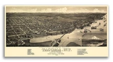 Tacoma Washington 1884 Historic Panoramic Town Map - 12x24